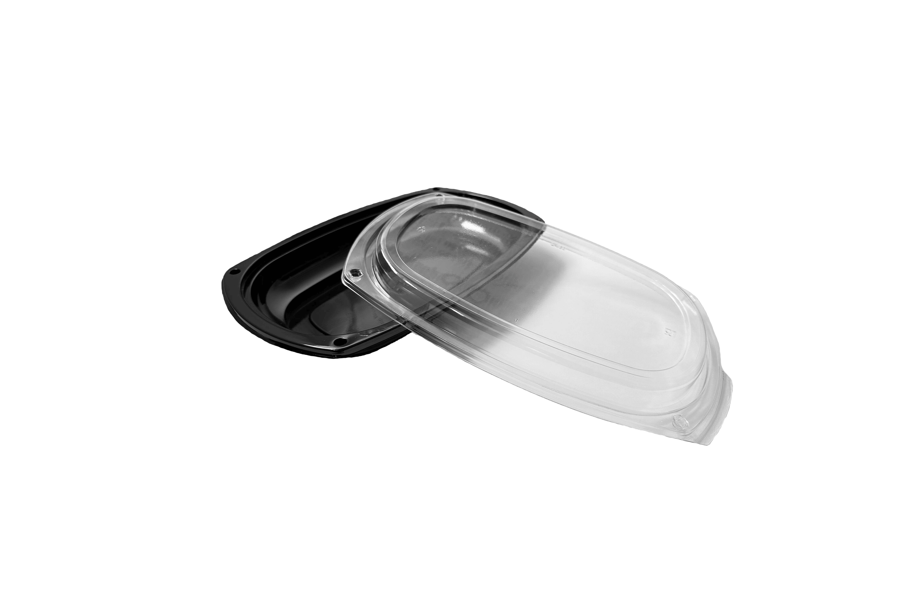 Platouri negre mici 30 x 18 cm, cu capac transparent, 50 buc/set d